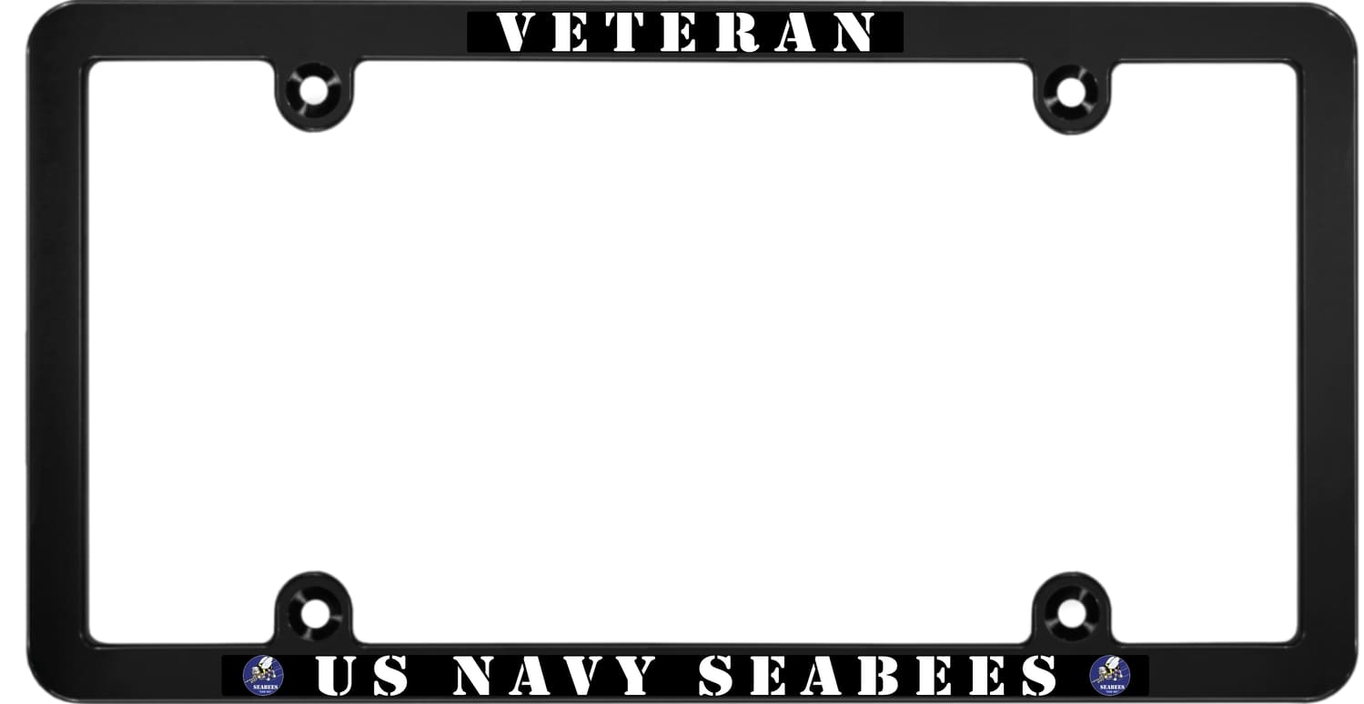 Veteran U.S. Navy Seabees CNC machined anodized aluminum car Slim license plate frame